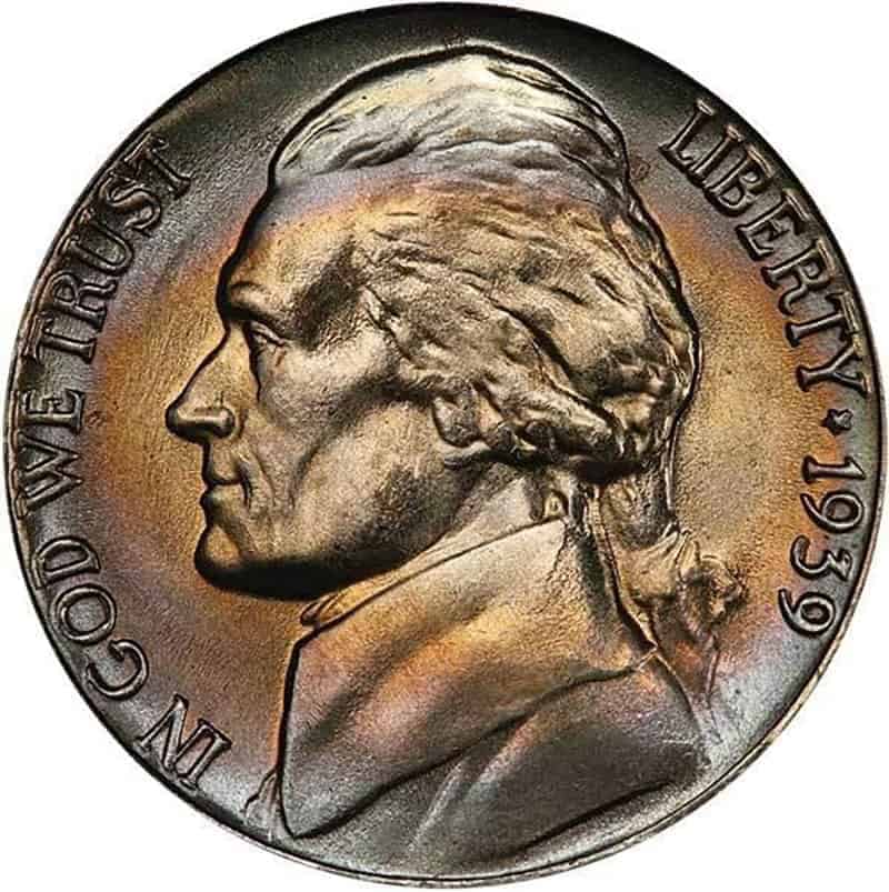 1939 Doubled Monticello Jefferson Nickel