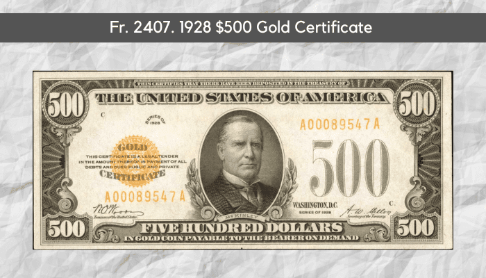 1928 $500 Gold Certificate