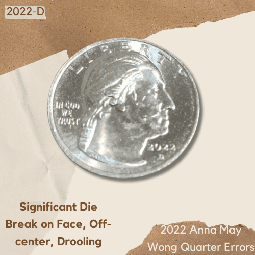 Anna May Wong Quarter - 2022 Anna May Wong Quarter Errors (Significant Die Break on Face, Off-center, Drooling)