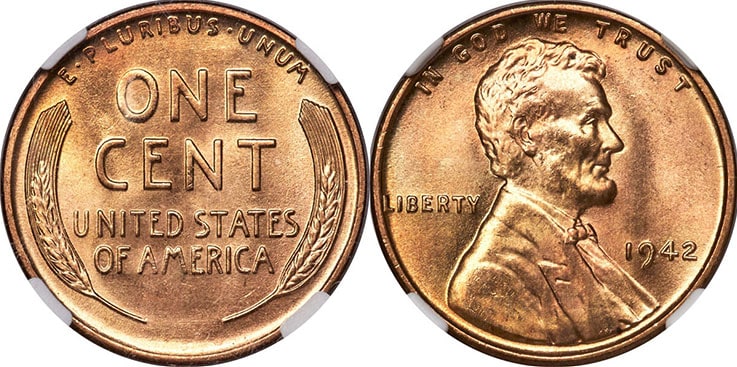 The 1942 Penny - The grade of this penny was MS 67+