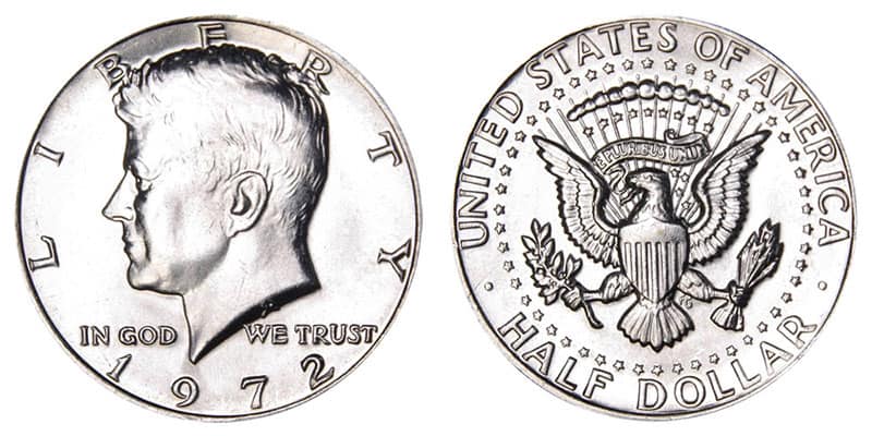 1972 Half Dollar - The 1972 Kennedy Half Dollar – No Mint Mark (Minted in Philadelphia)