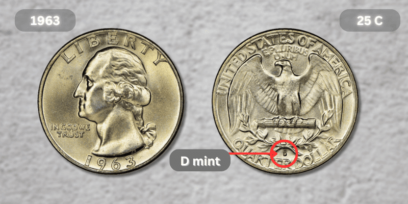 1963 Quarter Value - 1963-D mint mark Quarter value 