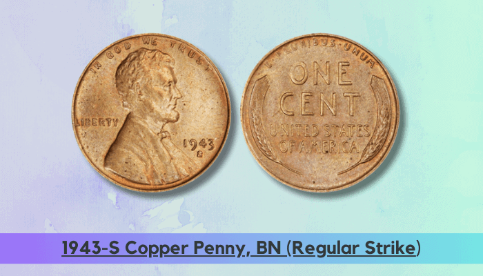 1943 Copper Penny Value - 1943-S Copper Penny, BN (Regular Strike)