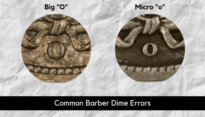 Most Common Barber Dime Errors 1905 O “Micro O”